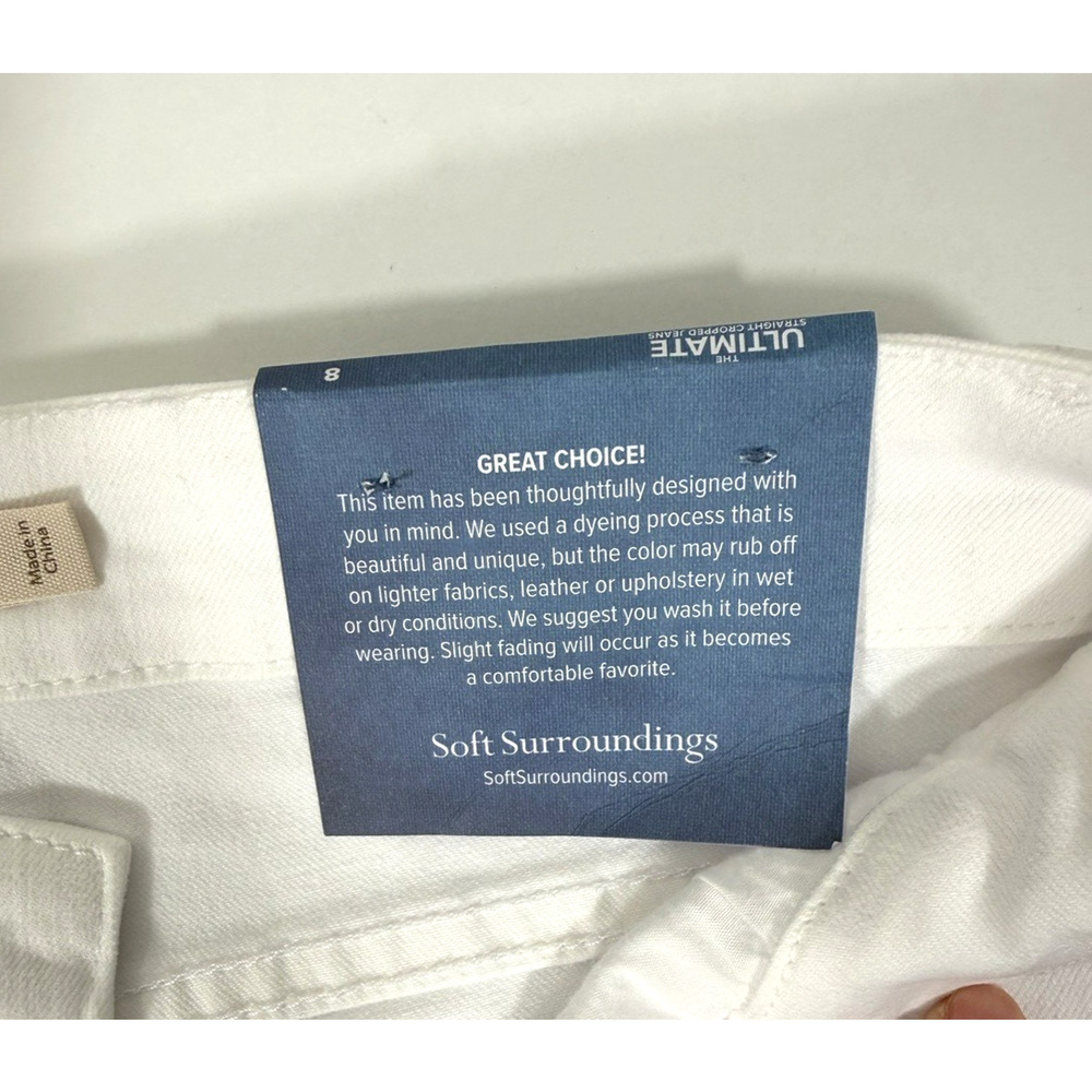 Soft Surroundings Cropped Jeans Size 8 The Ultimate Straight Slimming White New - Picture 7 of 13